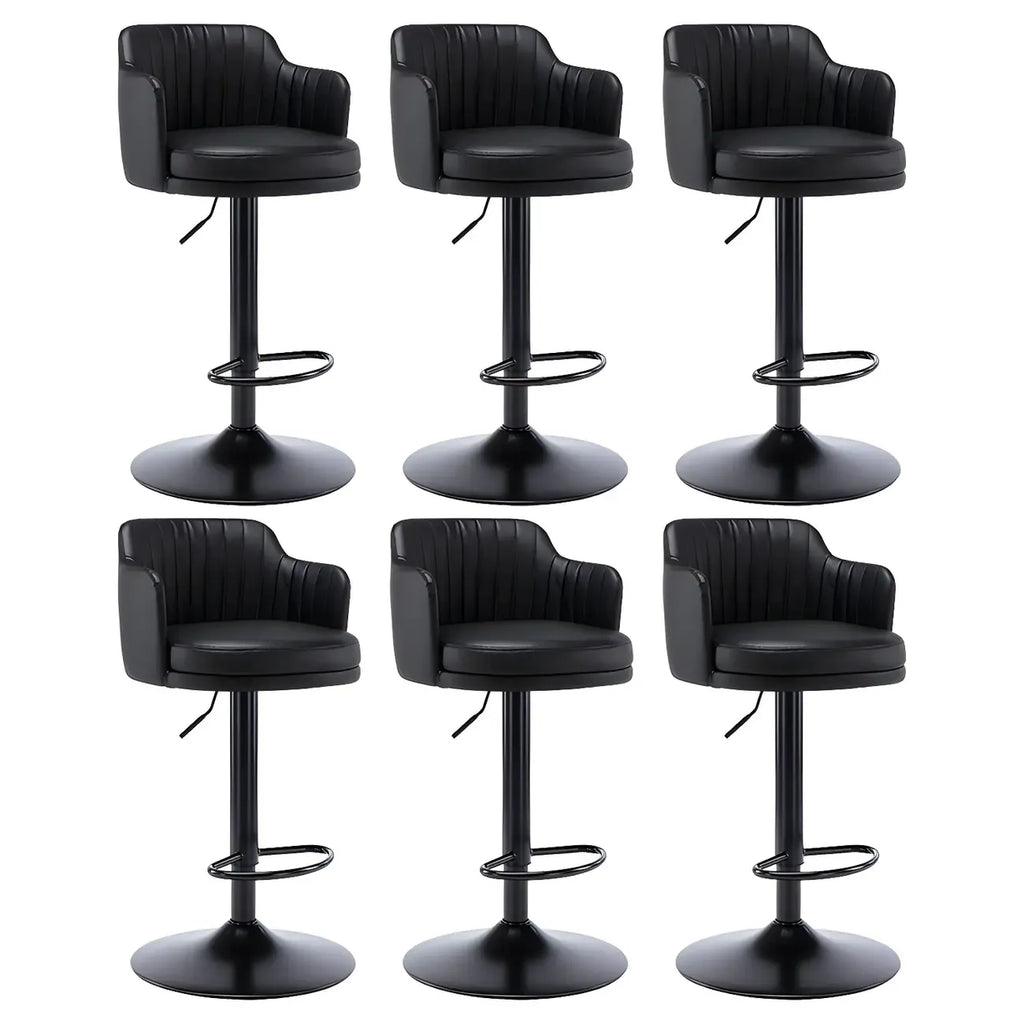 Tabouret de bar pivotant et réglable avec accoudoirs en cuir moderne