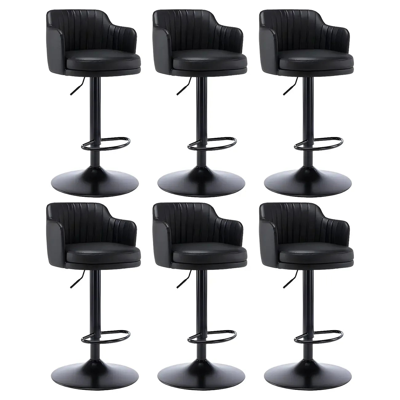 Tabouret de bar pivotant et réglable avec accoudoirs en cuir moderne