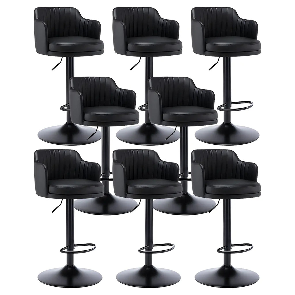 Tabouret de bar pivotant et réglable avec accoudoirs en cuir moderne
