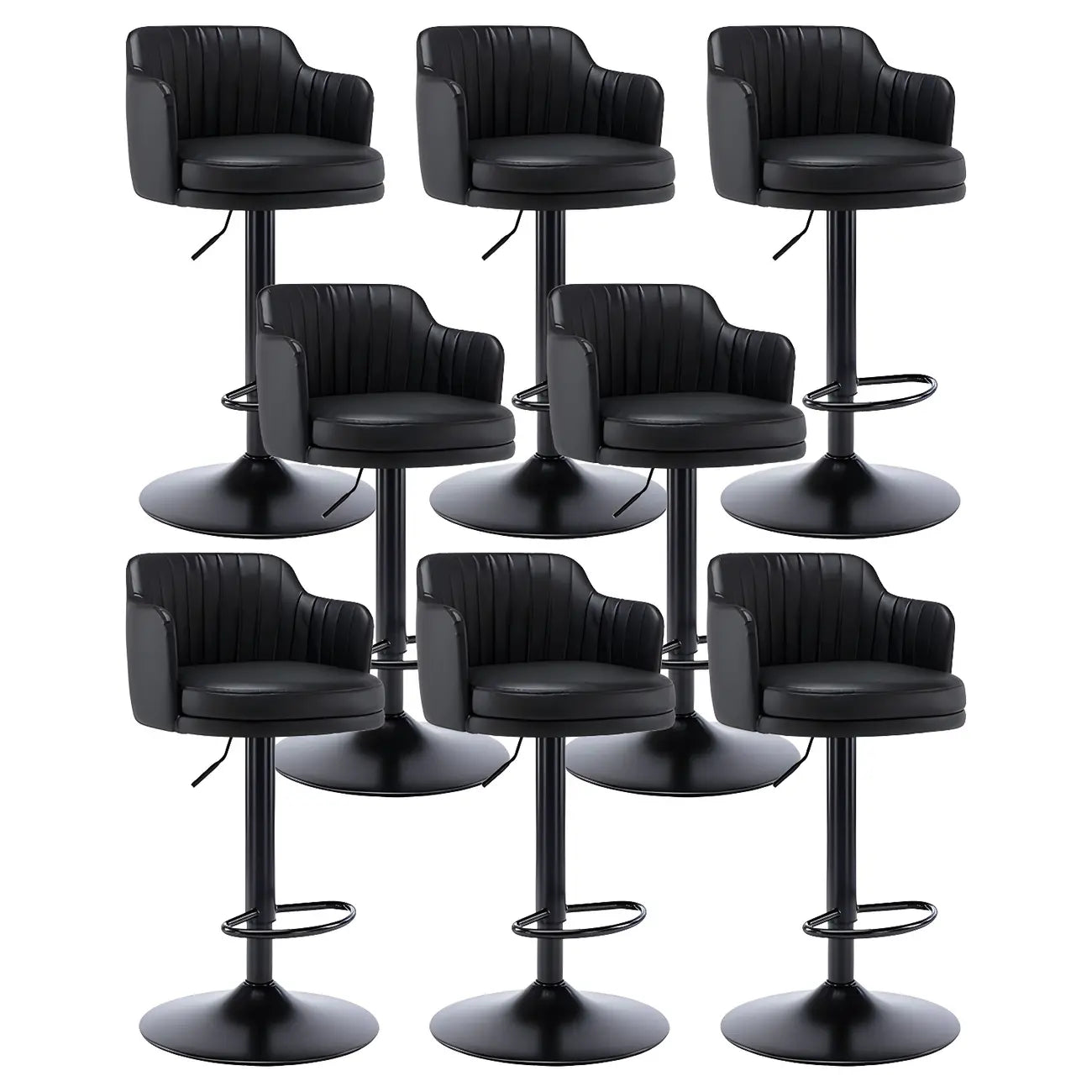 Tabouret de bar pivotant et réglable avec accoudoirs en cuir moderne