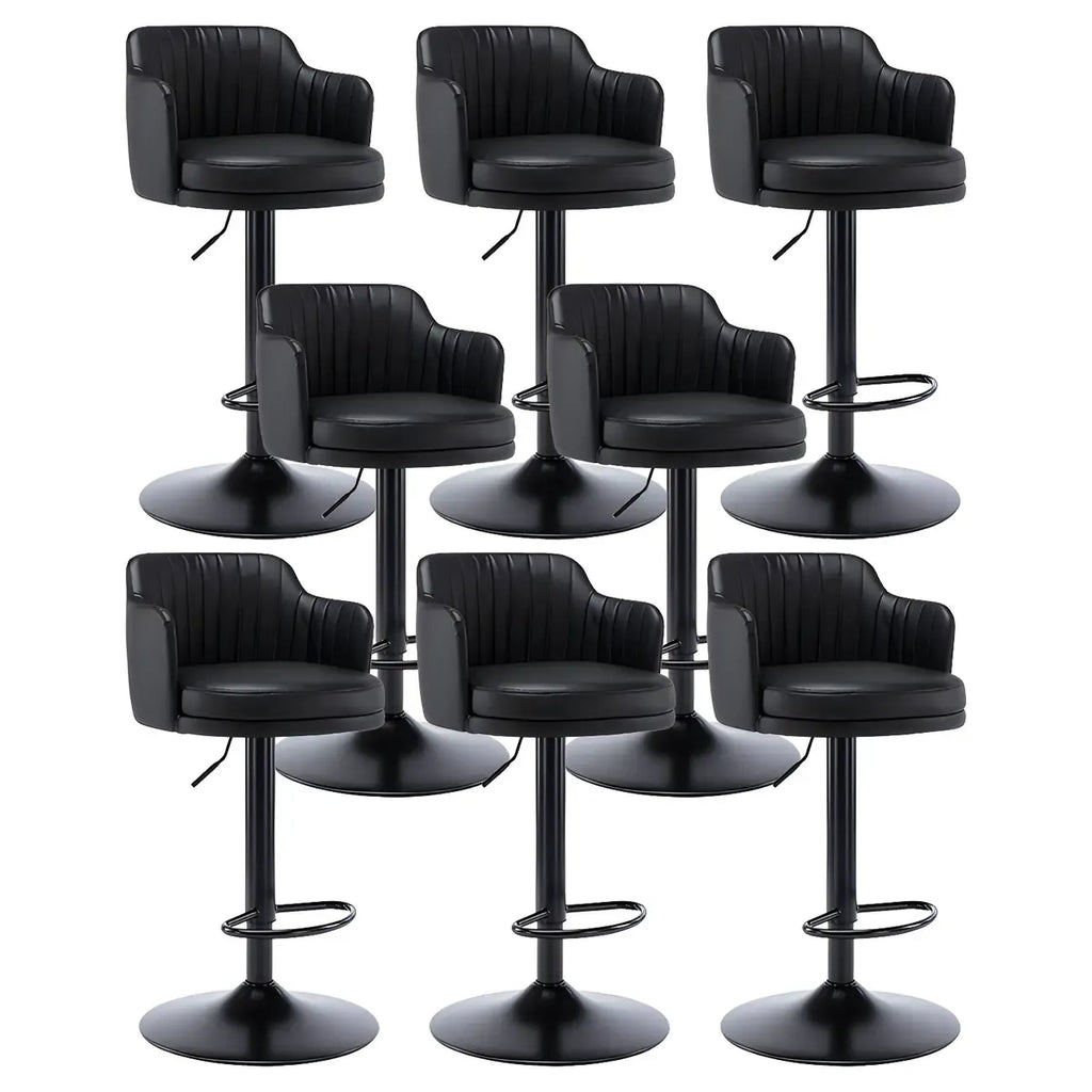 Tabouret de bar pivotant et réglable avec accoudoirs en cuir moderne