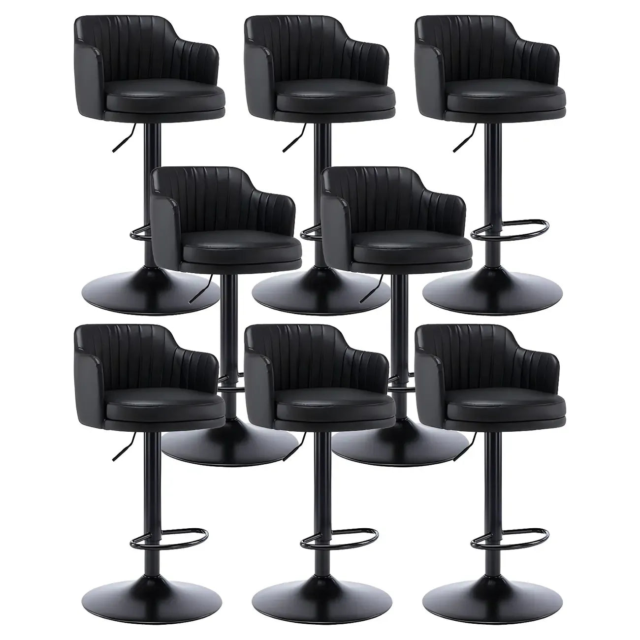 Tabouret de bar pivotant et réglable avec accoudoirs en cuir moderne