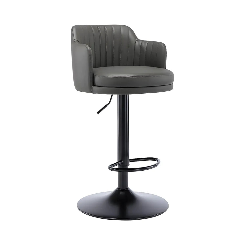 Tabouret de bar pivotant et réglable avec accoudoirs en cuir moderne