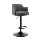 Tabouret de bar pivotant et réglable avec accoudoirs en cuir moderne