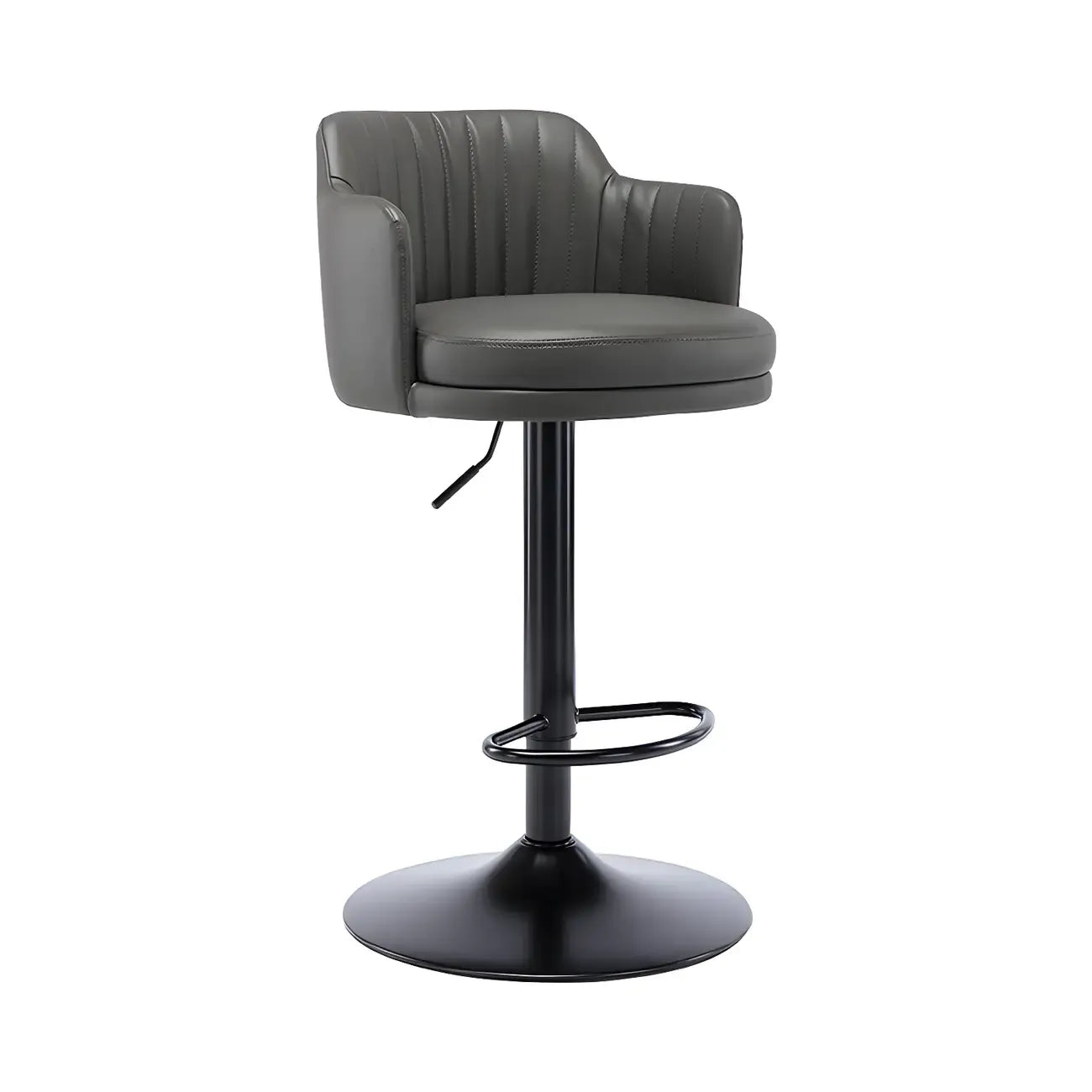 Tabouret de bar pivotant et réglable avec accoudoirs en cuir moderne