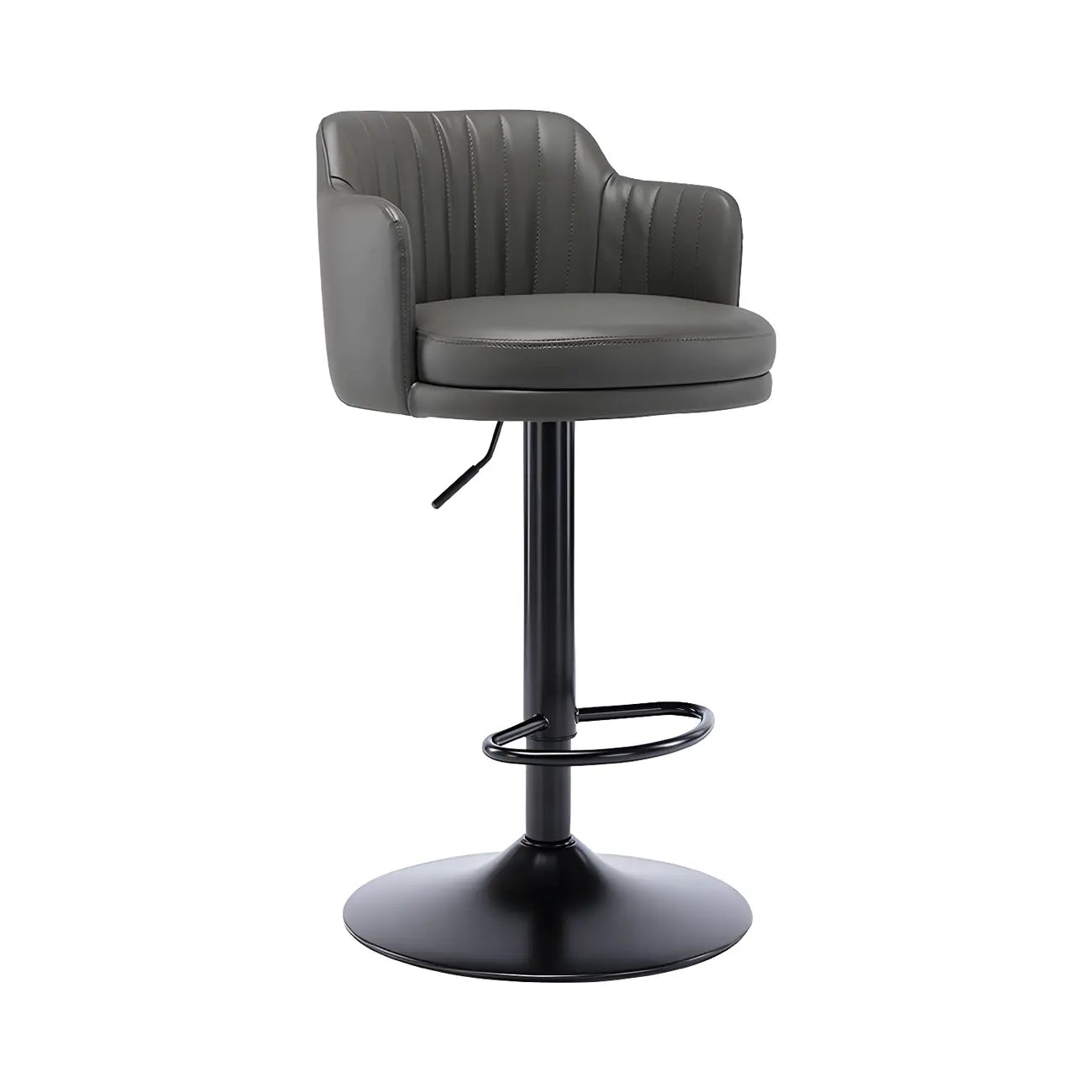 Tabouret de bar pivotant et réglable avec accoudoirs en cuir moderne