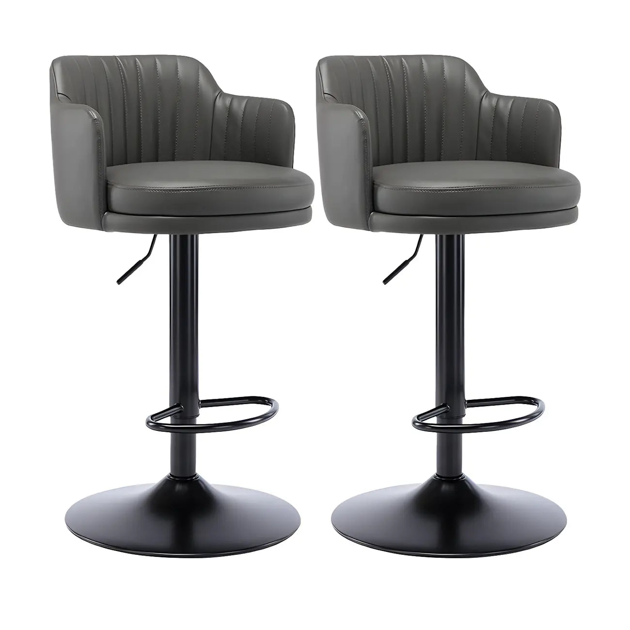 Tabouret de bar pivotant et réglable avec accoudoirs en cuir moderne