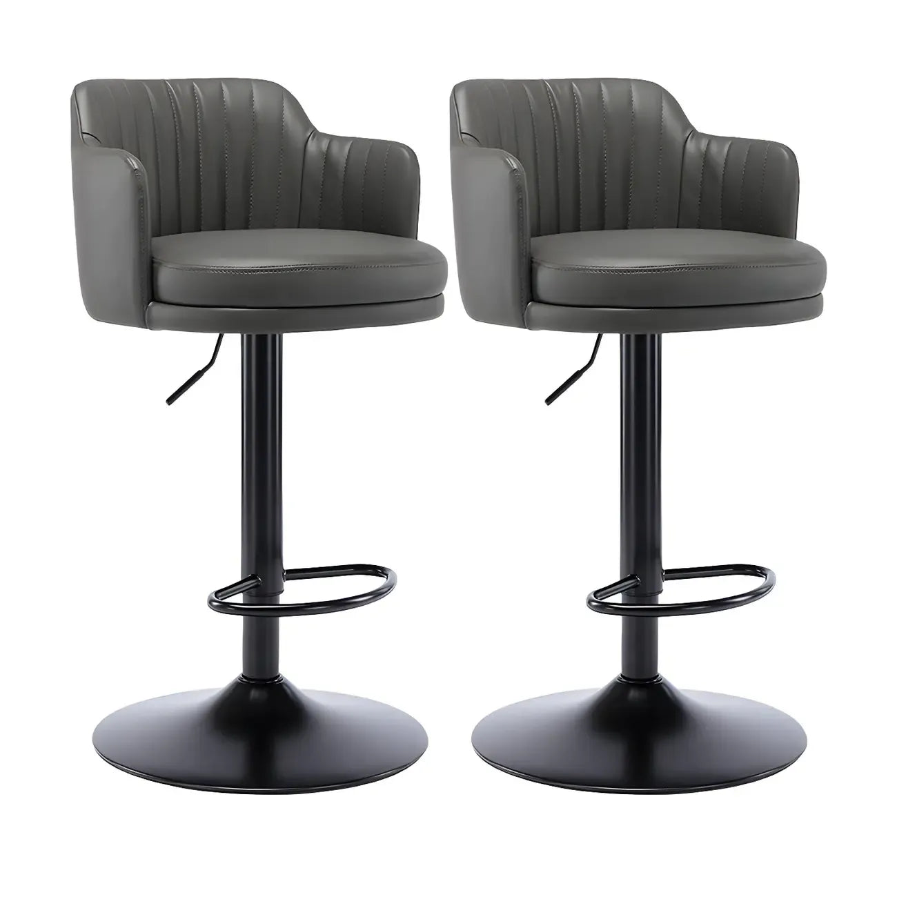 Tabouret de bar pivotant et réglable avec accoudoirs en cuir moderne
