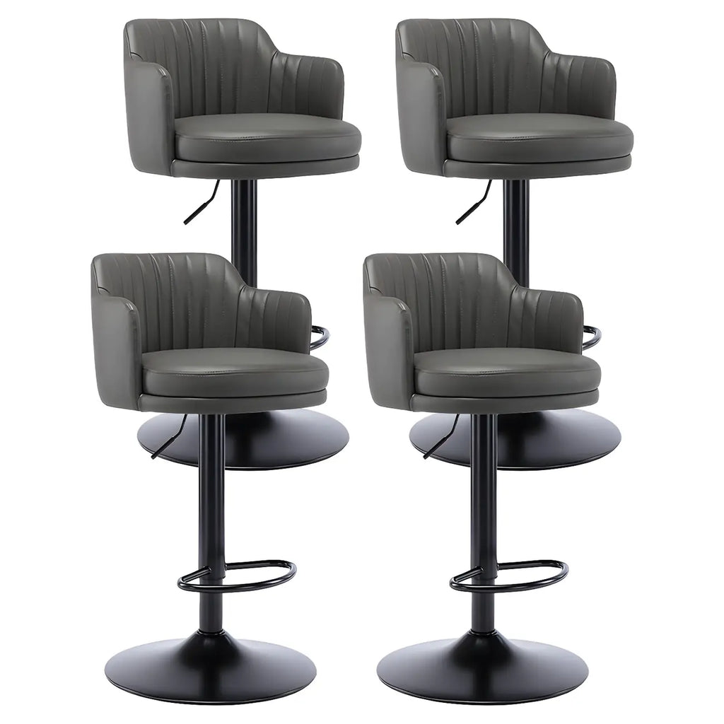 Tabouret de bar pivotant et réglable avec accoudoirs en cuir moderne