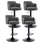 Tabouret de bar pivotant et réglable avec accoudoirs en cuir moderne