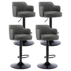 Tabouret de bar pivotant et réglable avec accoudoirs en cuir moderne