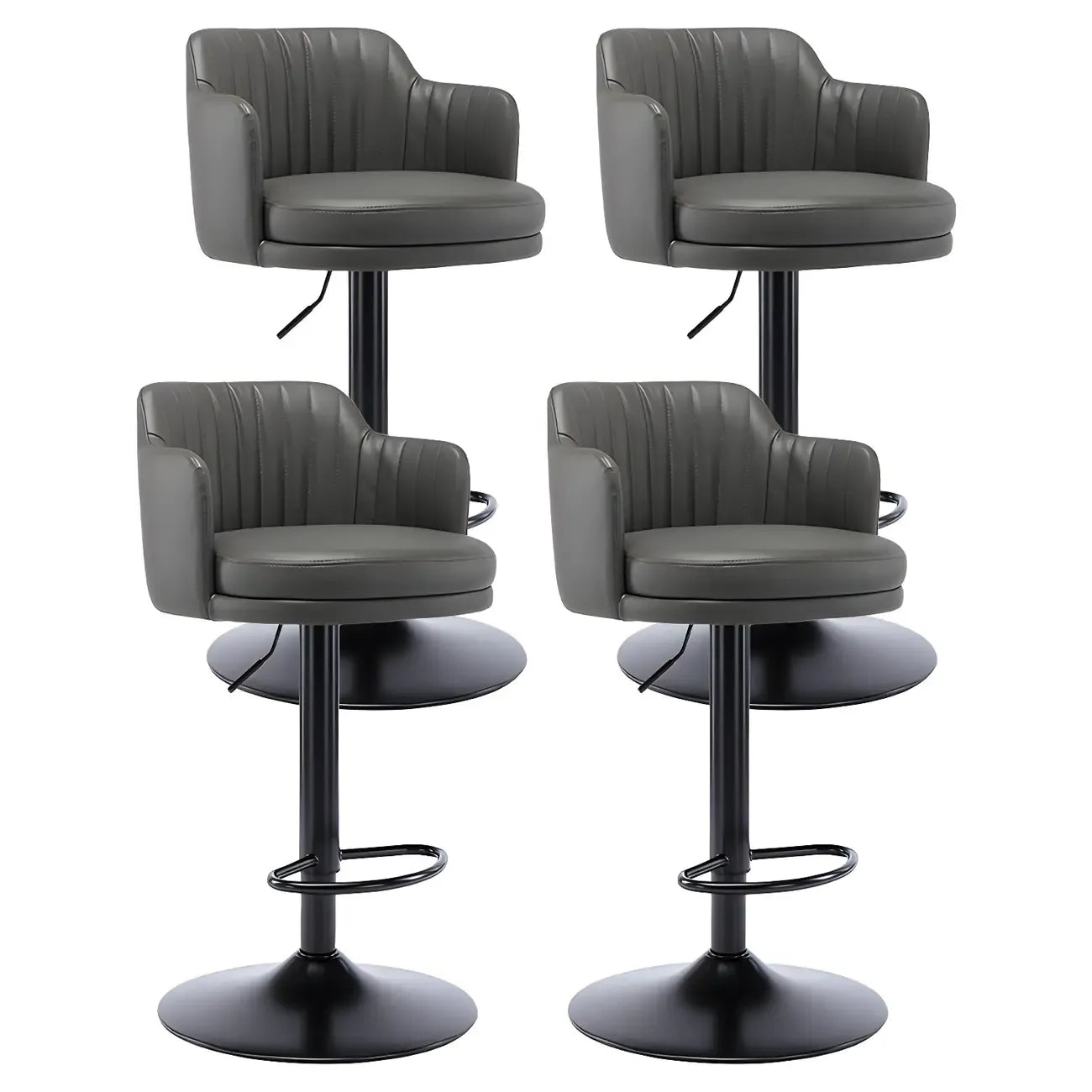 Tabouret de bar pivotant et réglable avec accoudoirs en cuir moderne