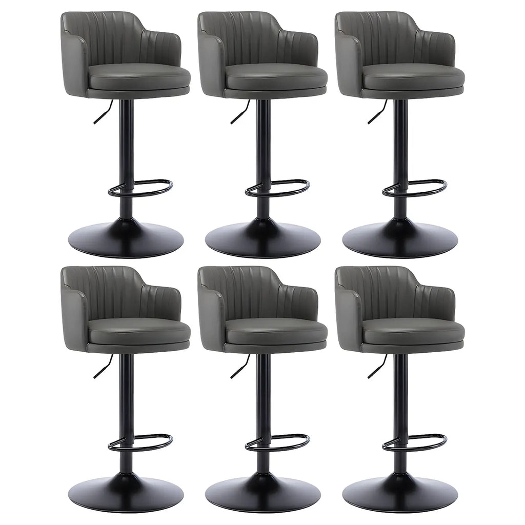 Tabouret de bar pivotant et réglable avec accoudoirs en cuir moderne