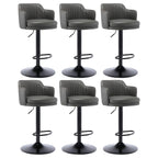 Tabouret de bar pivotant et réglable avec accoudoirs en cuir moderne
