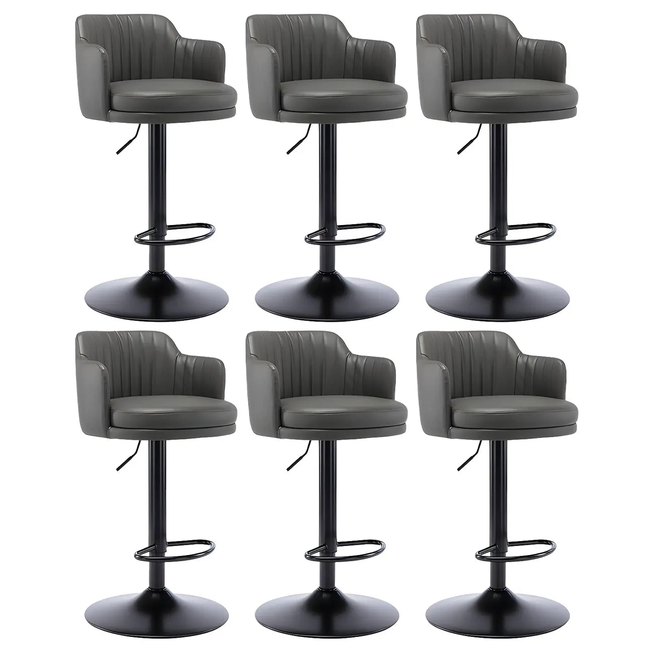 Tabouret de bar pivotant et réglable avec accoudoirs en cuir moderne