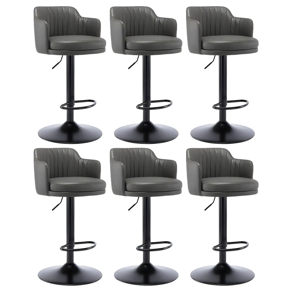 Tabouret de bar pivotant et réglable avec accoudoirs en cuir moderne