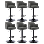 Tabouret de bar pivotant et réglable avec accoudoirs en cuir moderne