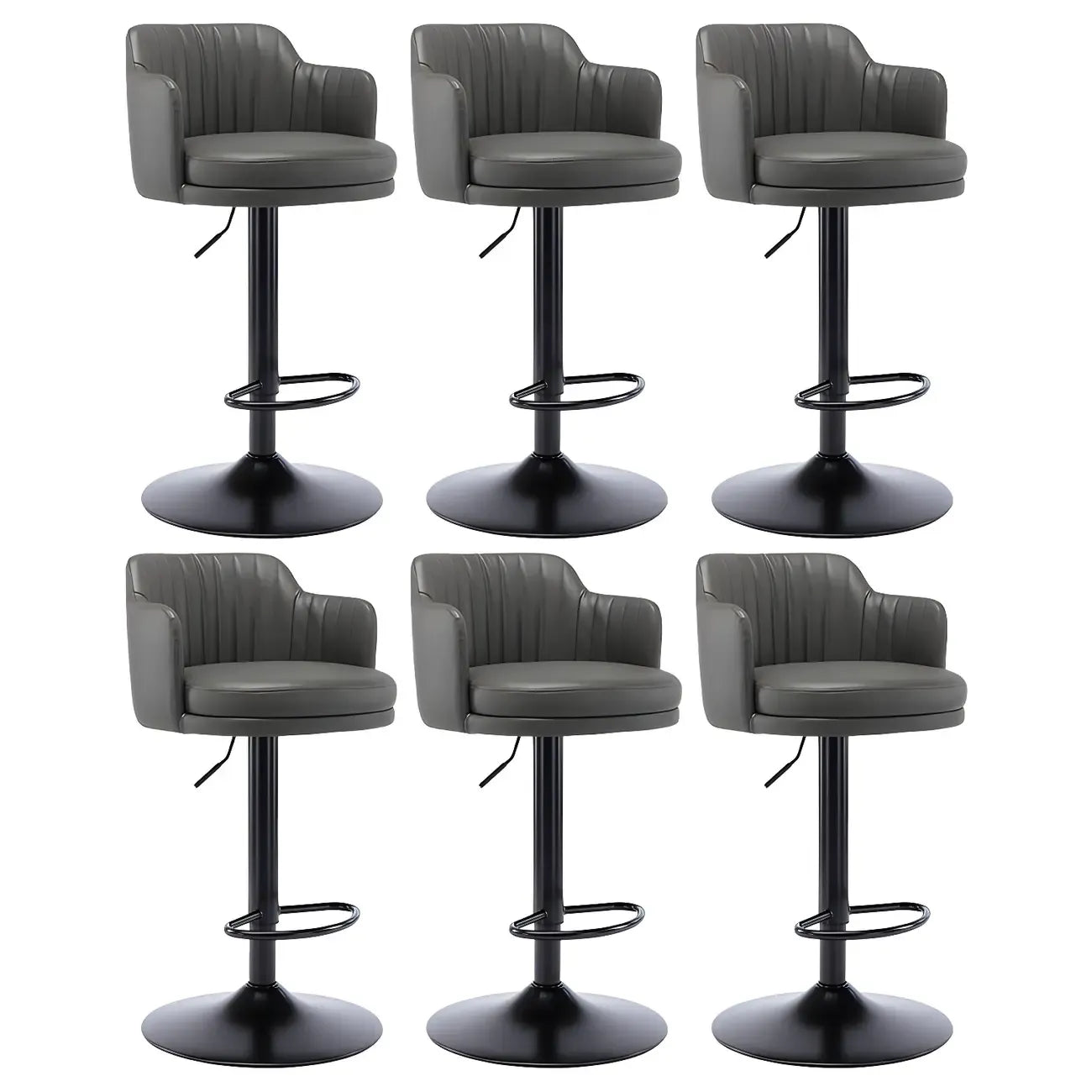 Tabouret de bar pivotant et réglable avec accoudoirs en cuir moderne
