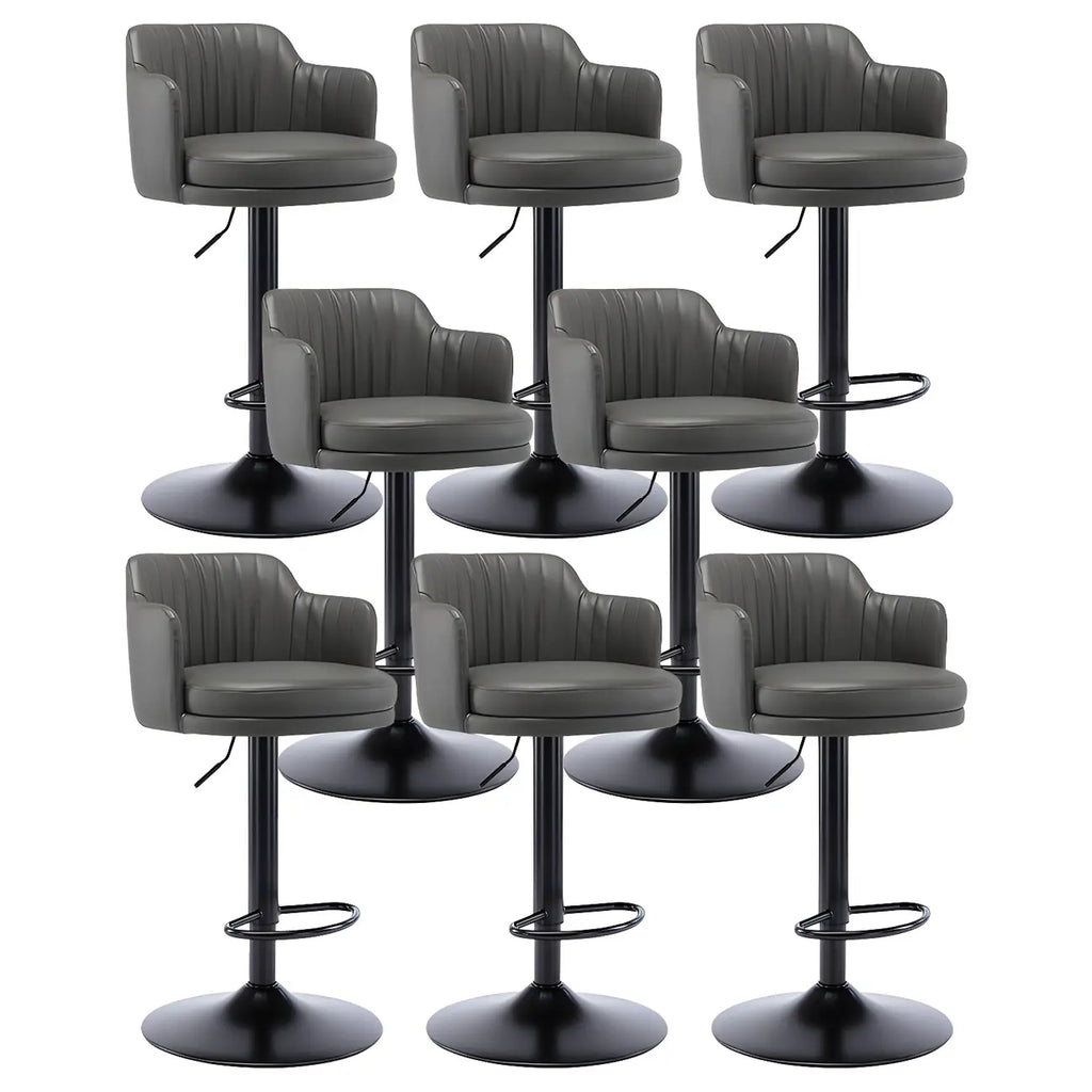 Tabouret de bar pivotant et réglable avec accoudoirs en cuir moderne