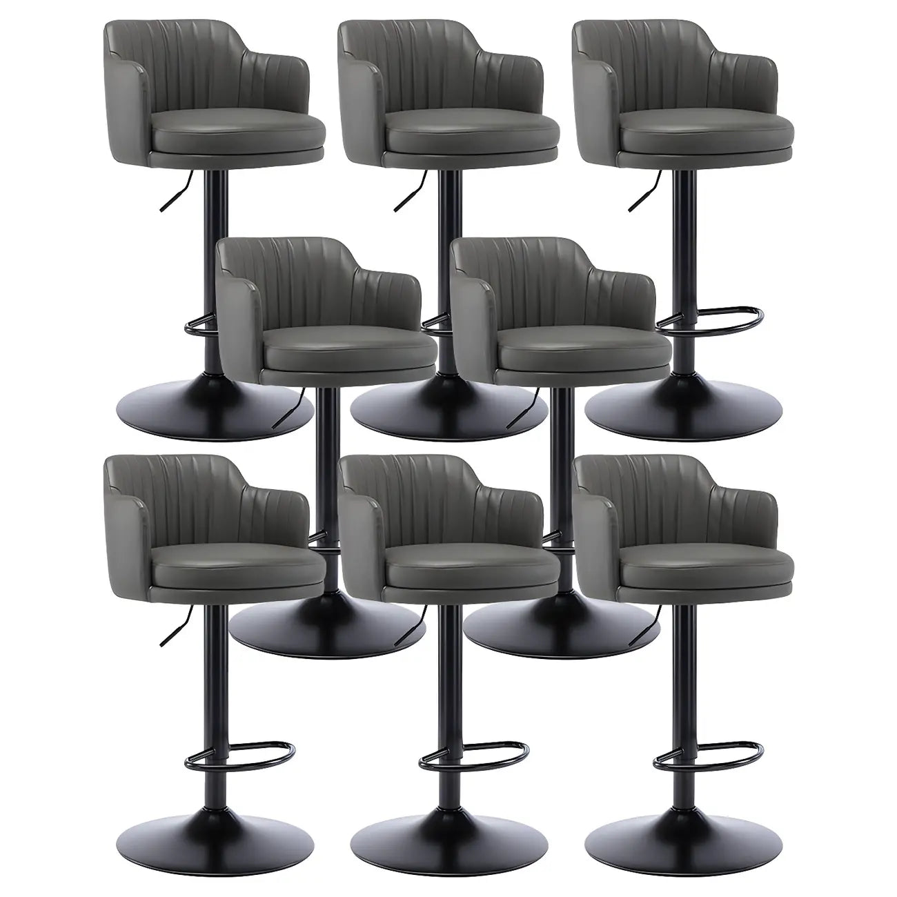 Tabouret de bar pivotant et réglable avec accoudoirs en cuir moderne