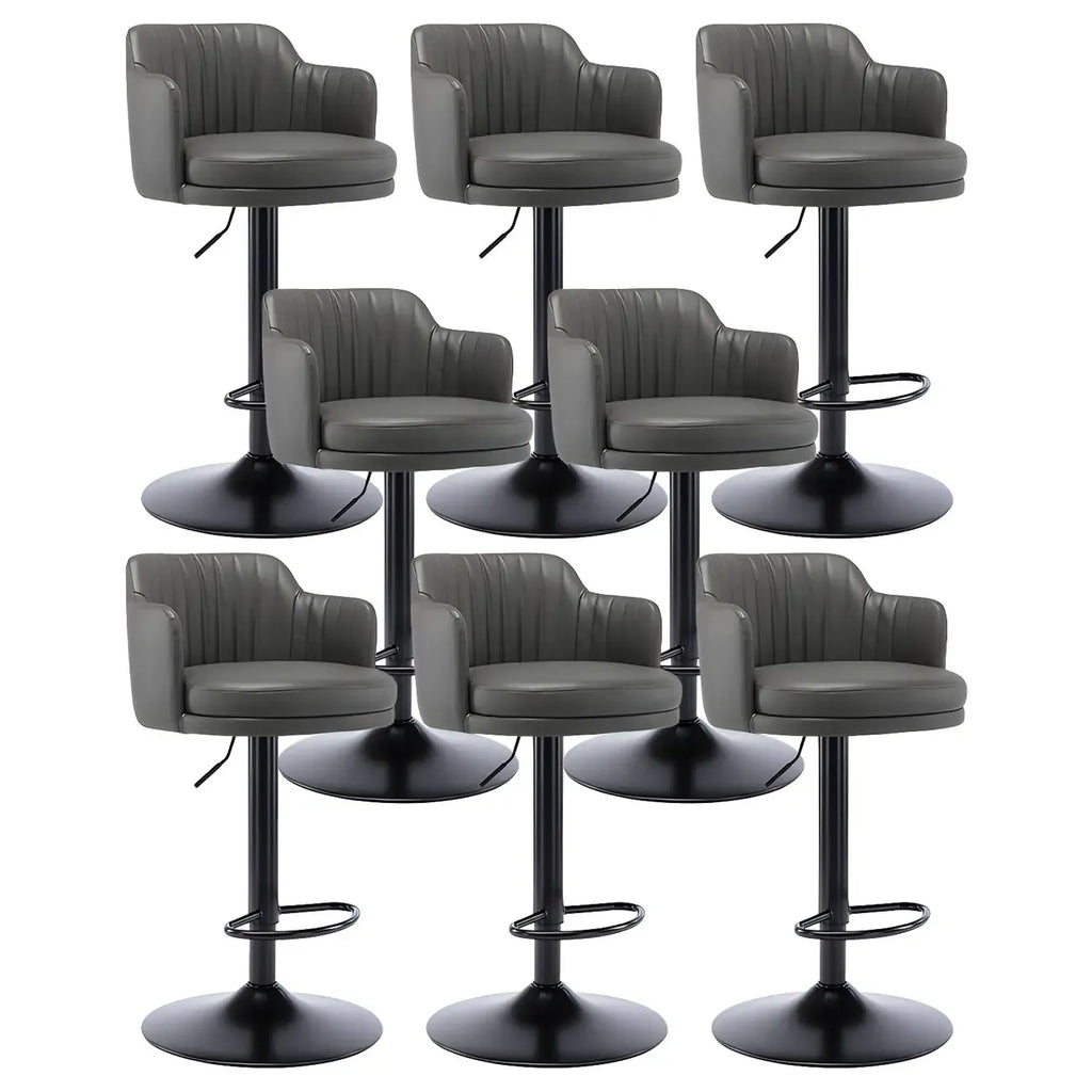 Tabouret de bar pivotant et réglable avec accoudoirs en cuir moderne