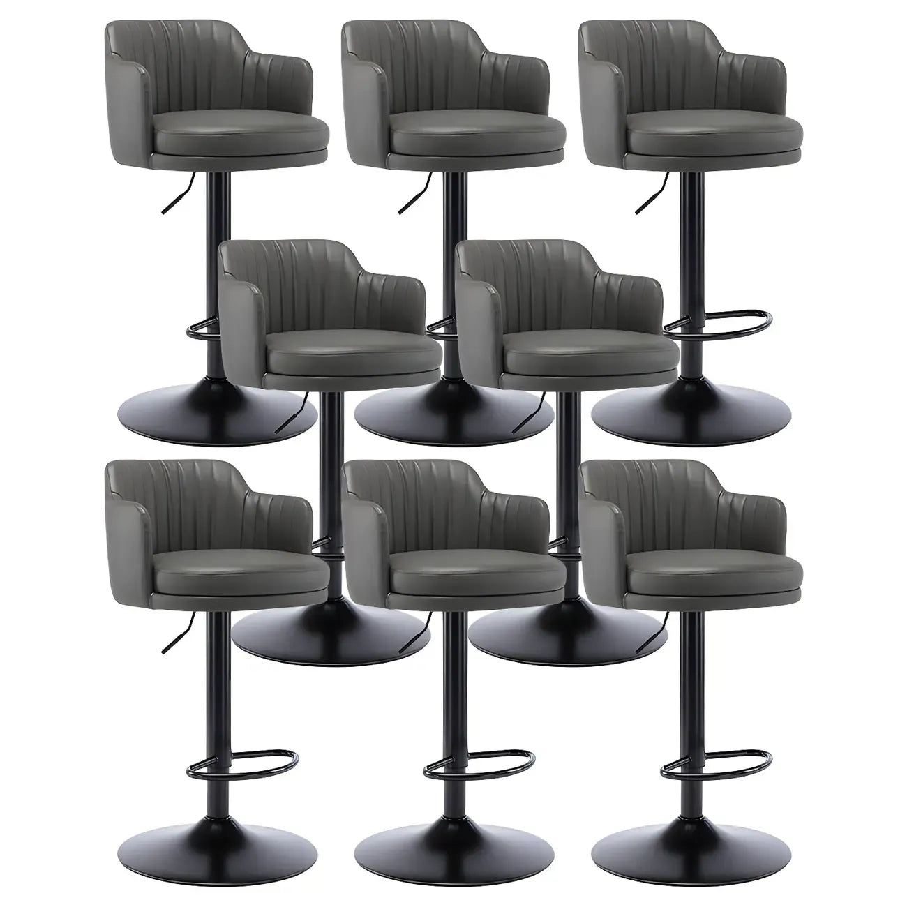 Tabouret de bar pivotant et réglable avec accoudoirs en cuir moderne