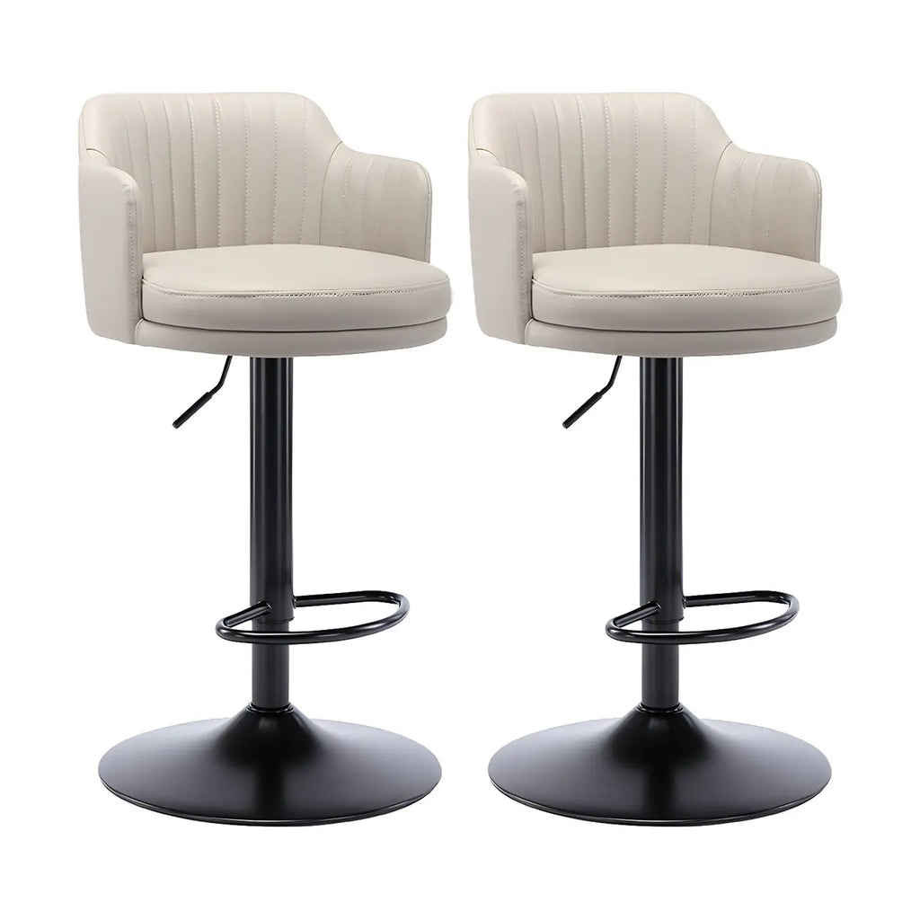 Tabouret de bar pivotant et réglable avec accoudoirs en cuir moderne