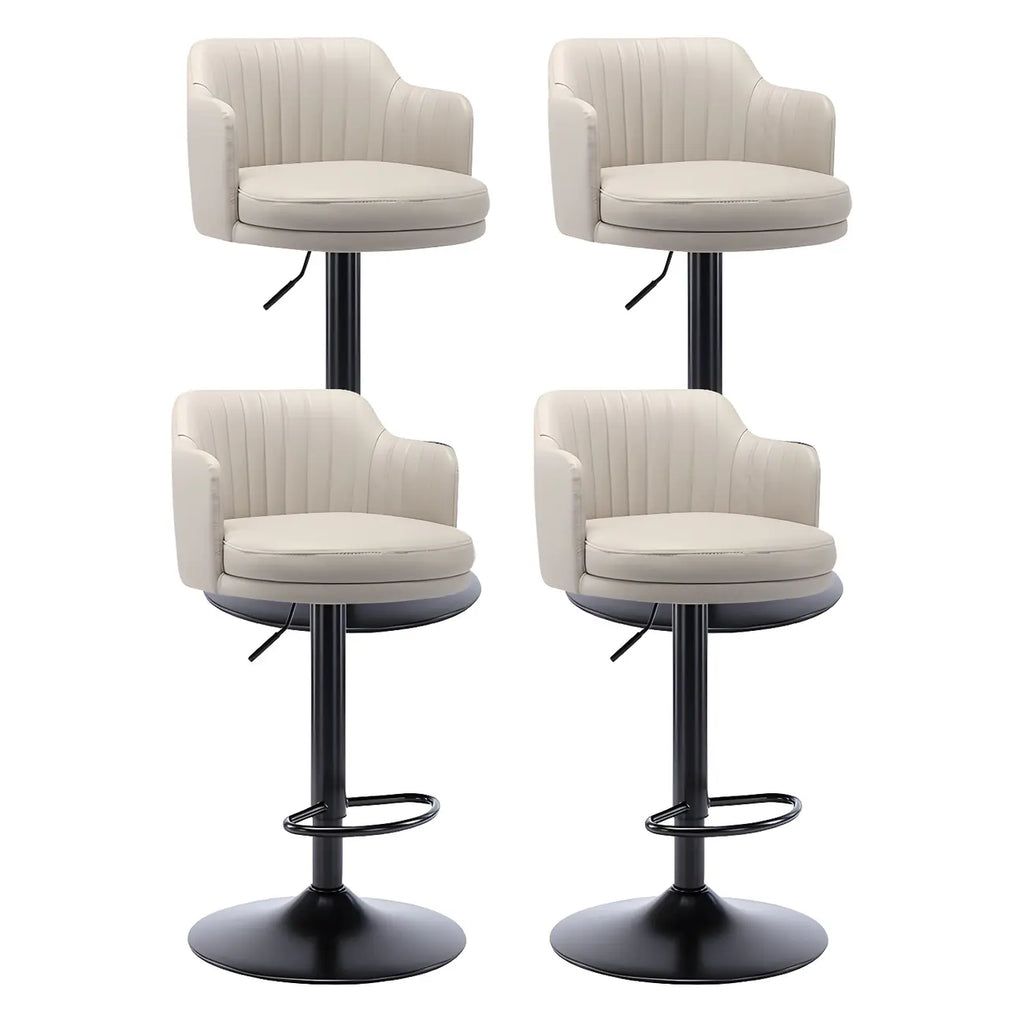 Tabouret de bar pivotant et réglable avec accoudoirs en cuir moderne