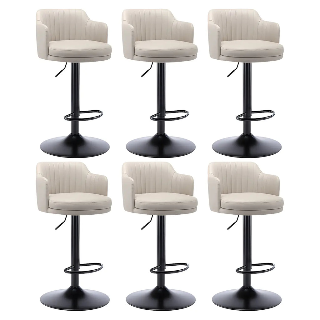 Tabouret de bar pivotant et réglable avec accoudoirs en cuir moderne