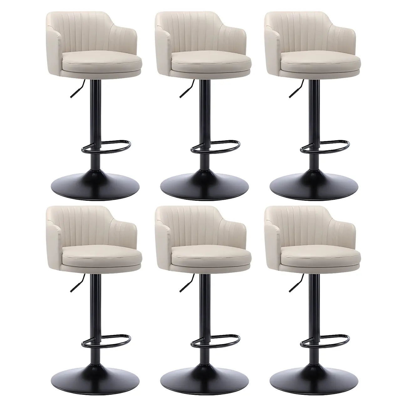 Tabouret de bar pivotant et réglable avec accoudoirs en cuir moderne