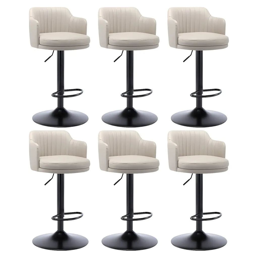 Tabouret de bar pivotant et réglable avec accoudoirs en cuir moderne