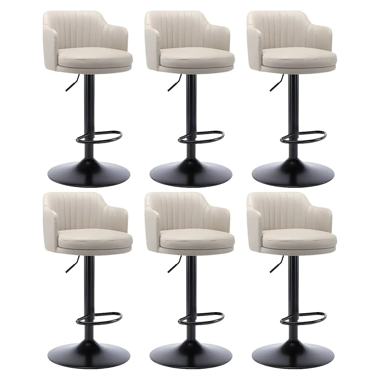 Tabouret de bar pivotant et réglable avec accoudoirs en cuir moderne