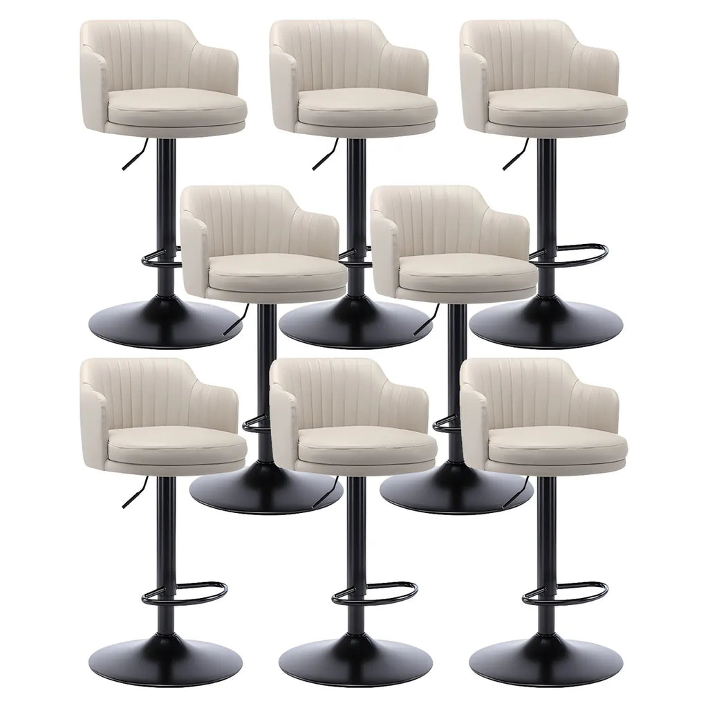 Tabouret de bar pivotant et réglable avec accoudoirs en cuir moderne