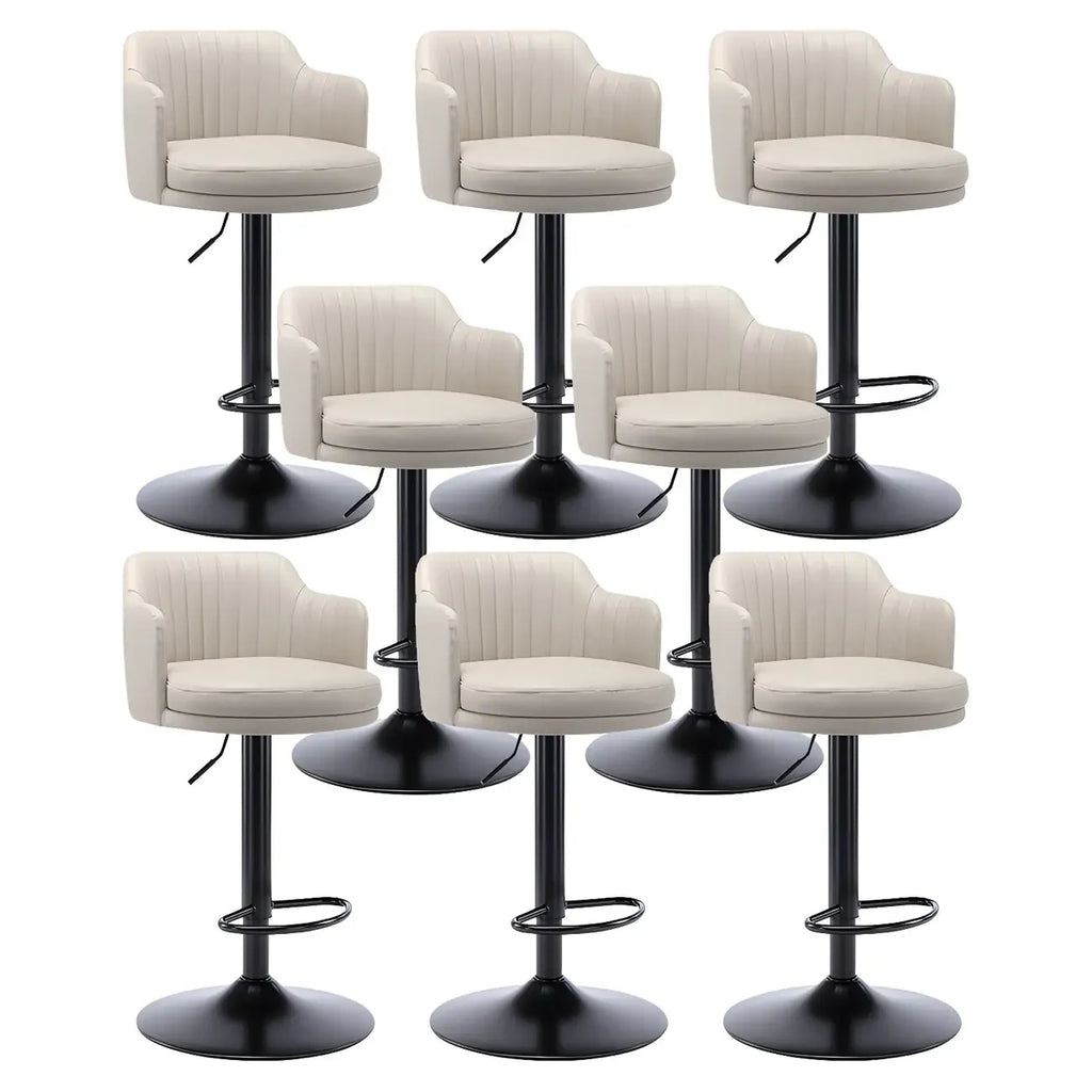 Tabouret de bar pivotant et réglable avec accoudoirs en cuir moderne