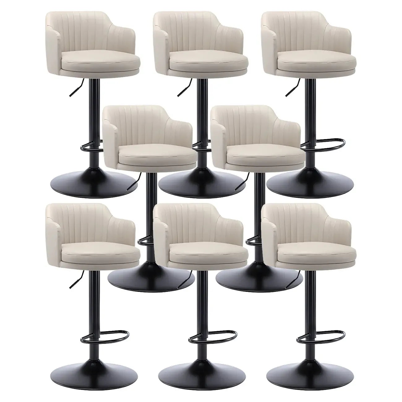 Tabouret de bar pivotant et réglable avec accoudoirs en cuir moderne