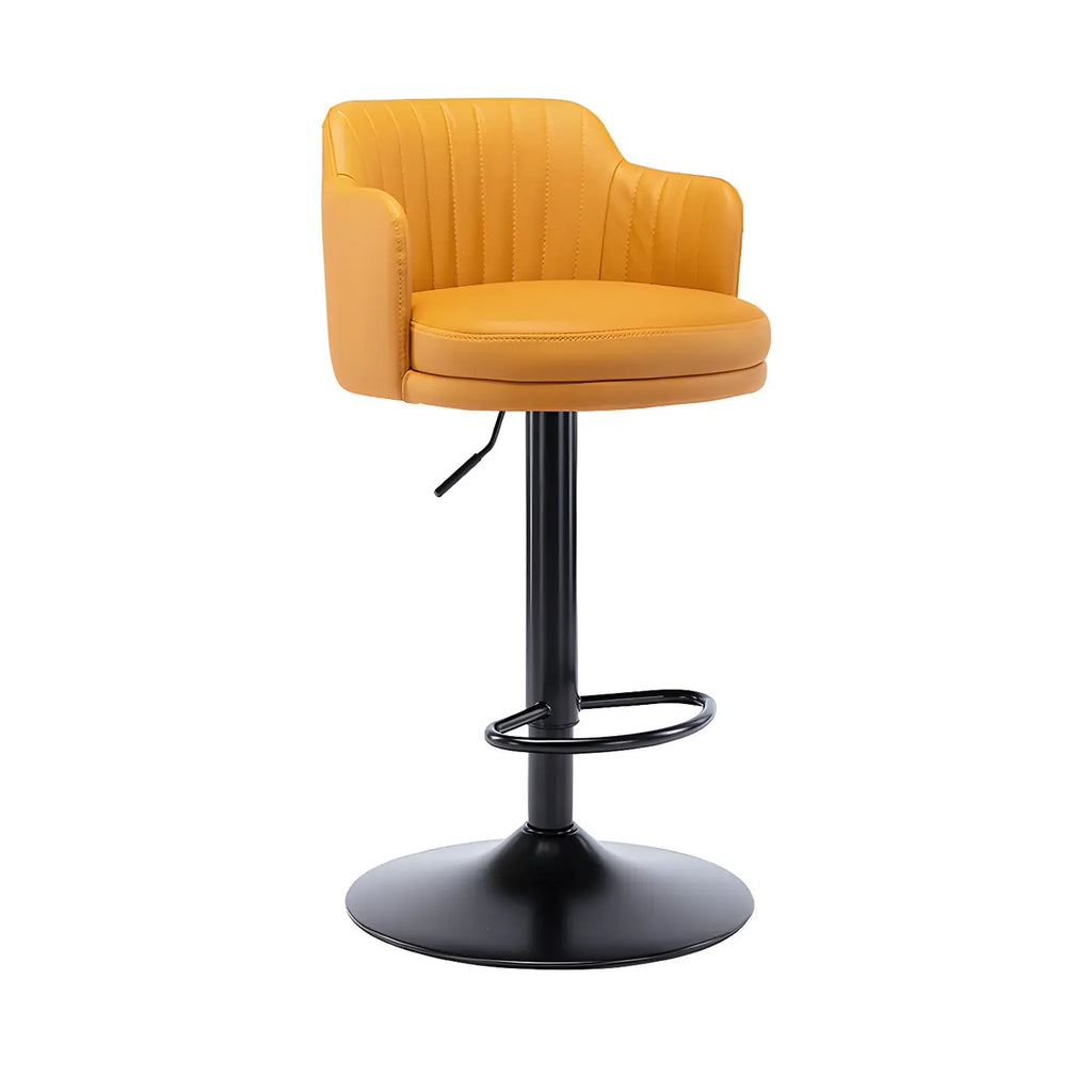 Tabouret de bar pivotant et réglable avec accoudoirs en cuir moderne