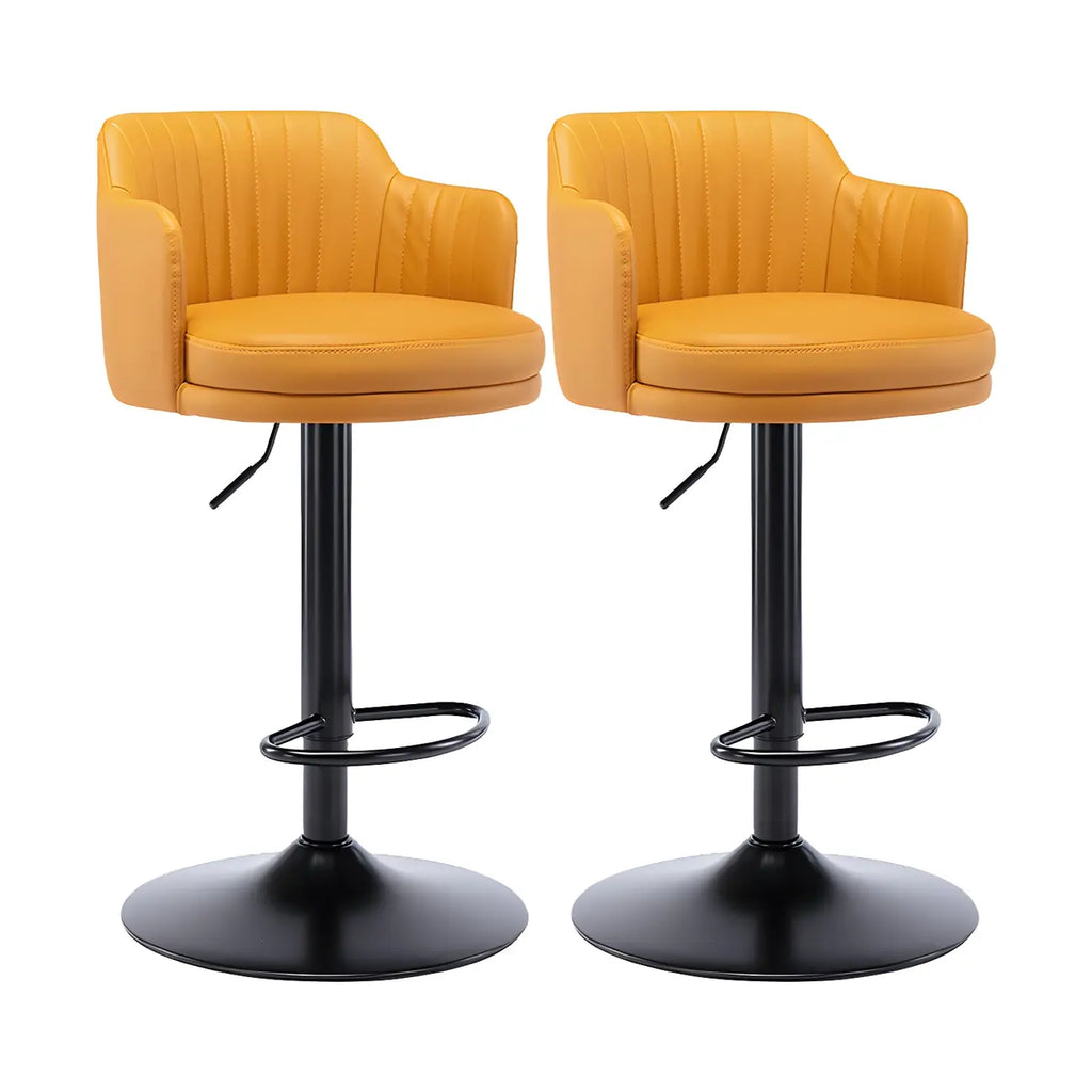 Tabouret de bar pivotant et réglable avec accoudoirs en cuir moderne