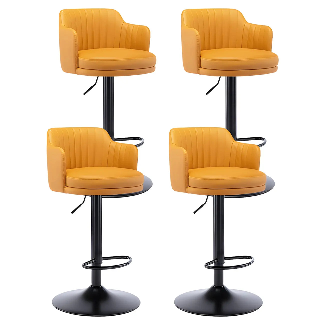 Tabouret de bar pivotant et réglable avec accoudoirs en cuir moderne