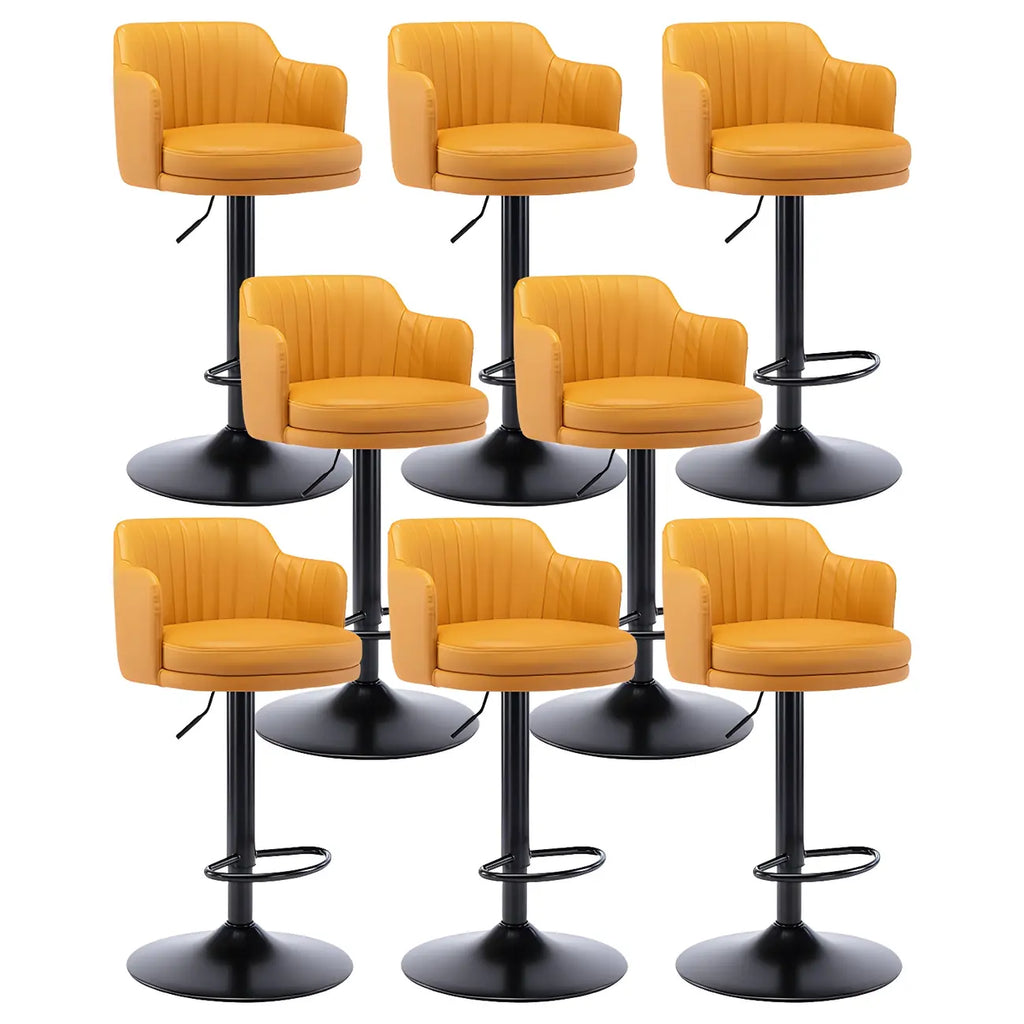 Tabouret de bar pivotant et réglable avec accoudoirs en cuir moderne