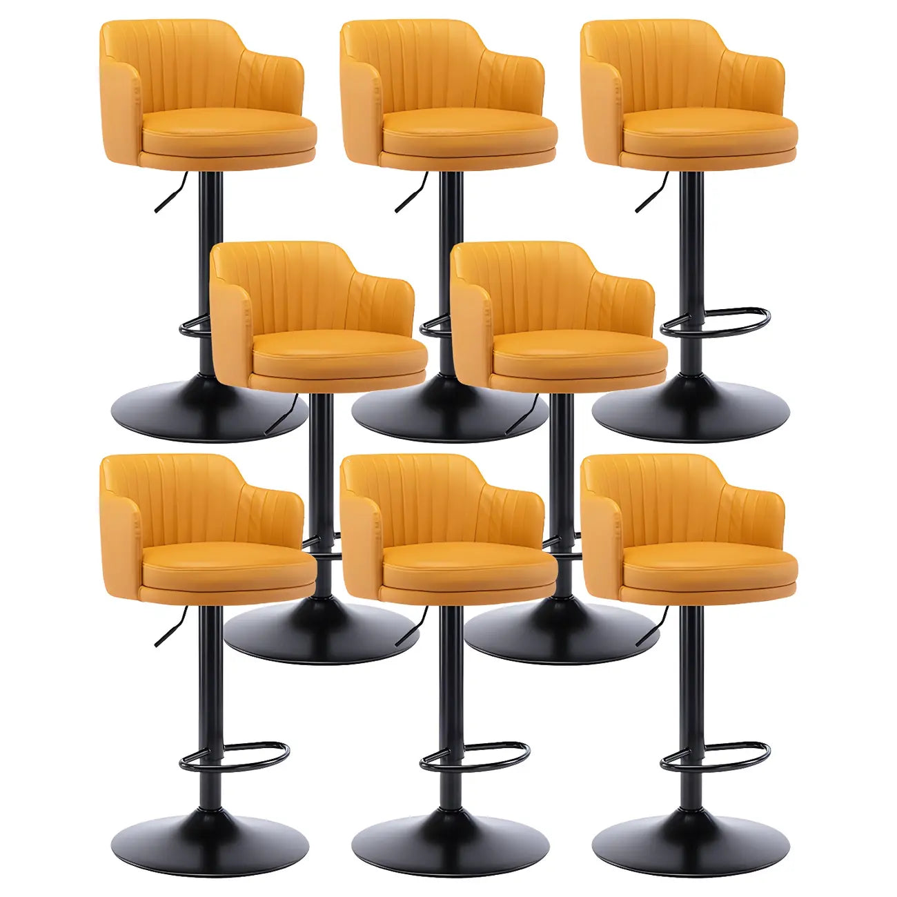 Tabouret de bar pivotant et réglable avec accoudoirs en cuir moderne