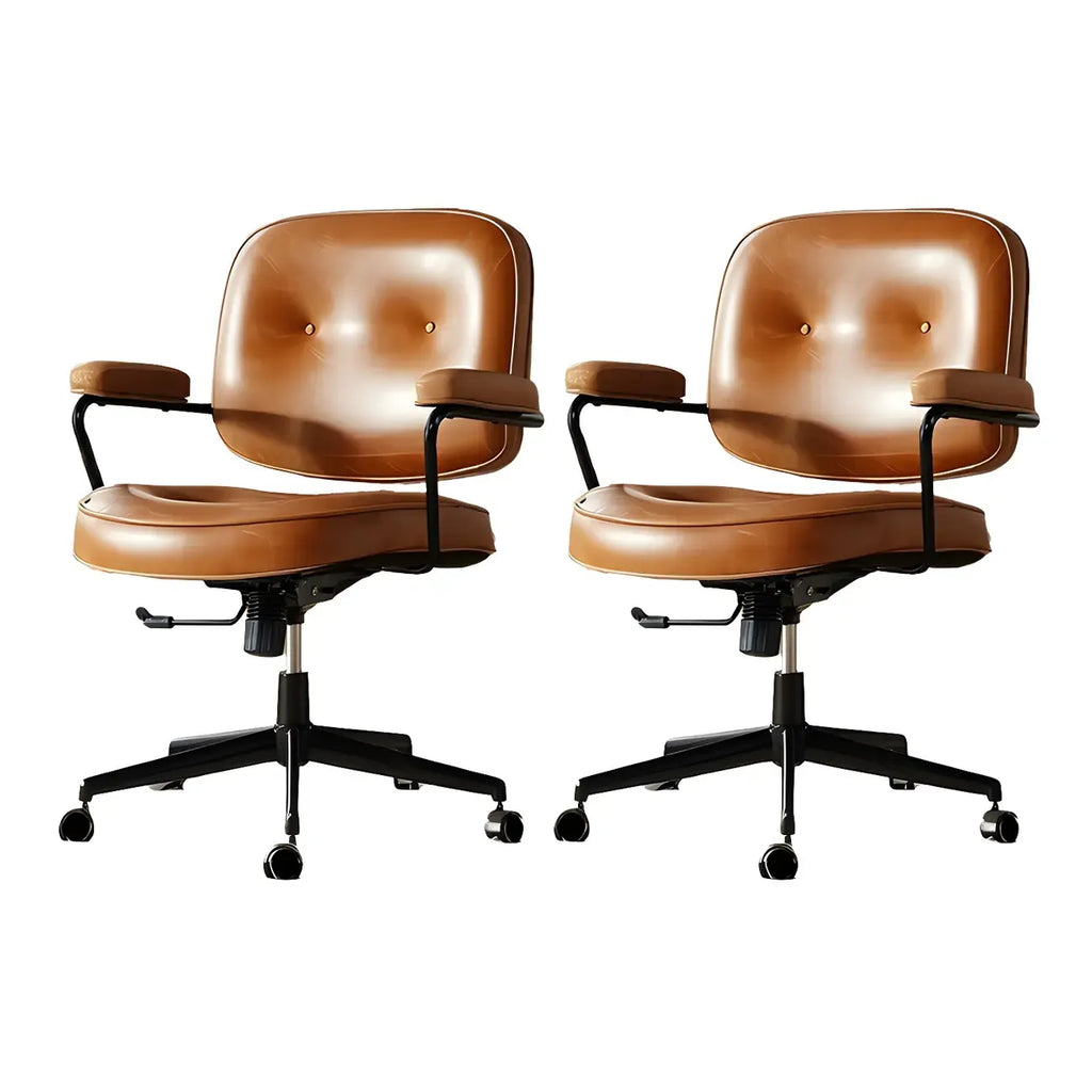 Fauteuil de bureau pivotant à hauteur réglable, revêtu de cuir industriel