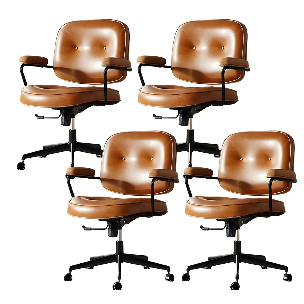 Fauteuil de bureau pivotant à hauteur réglable, revêtu de cuir industriel