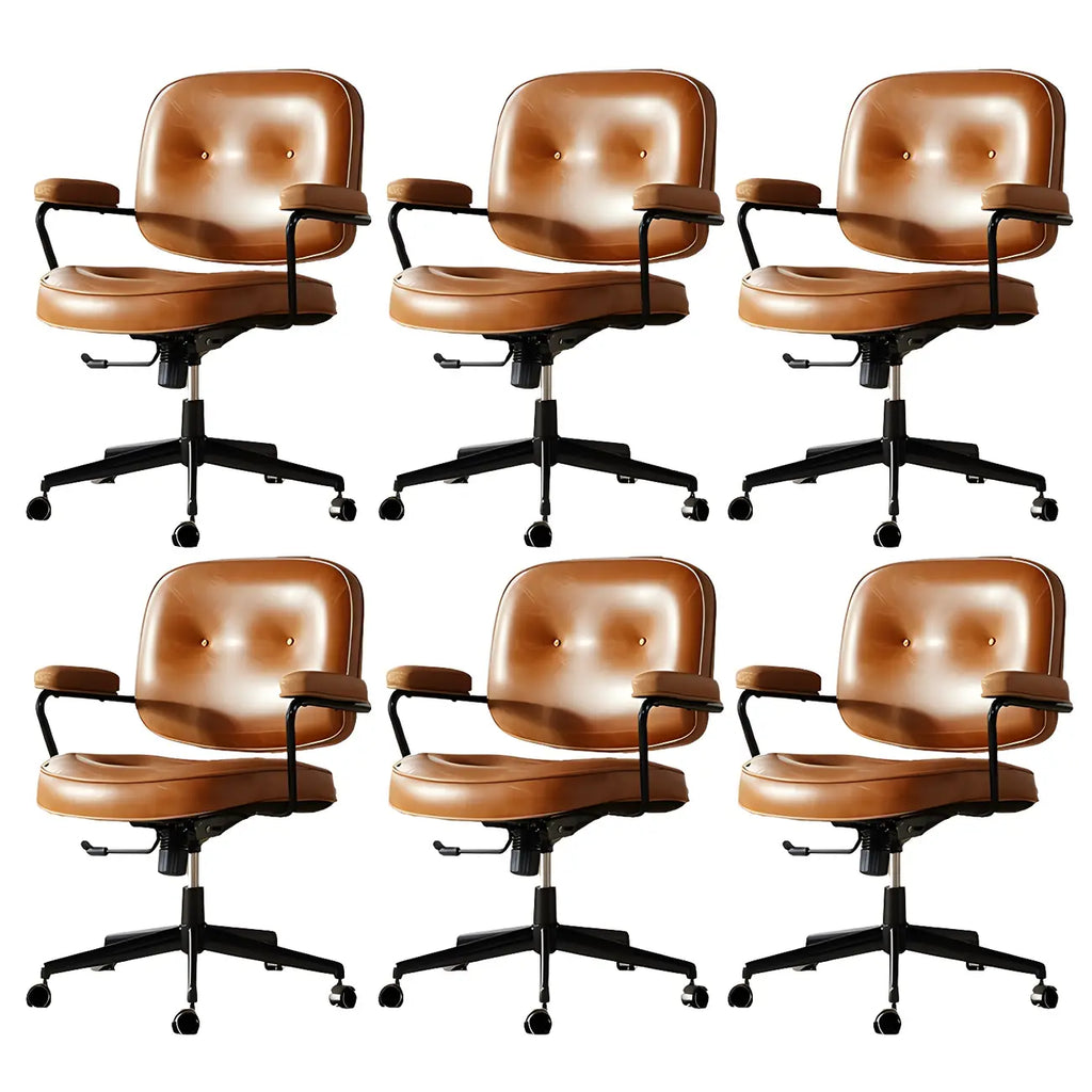 Fauteuil de bureau pivotant à hauteur réglable, revêtu de cuir industriel