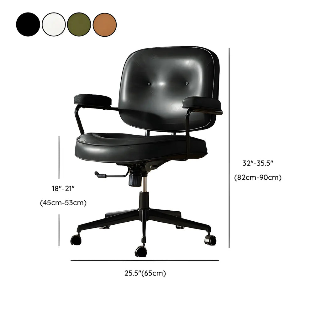 Fauteuil de bureau pivotant à hauteur réglable, revêtu de cuir industriel
