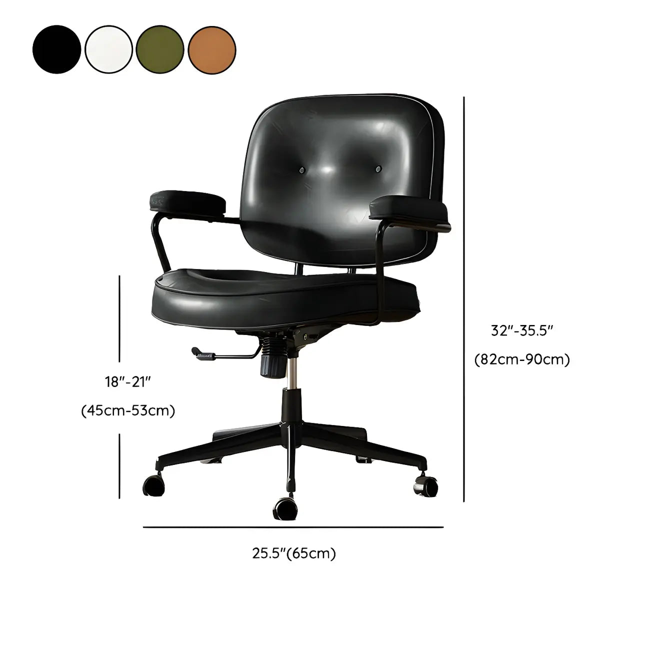 Fauteuil de bureau pivotant à hauteur réglable, revêtu de cuir industriel