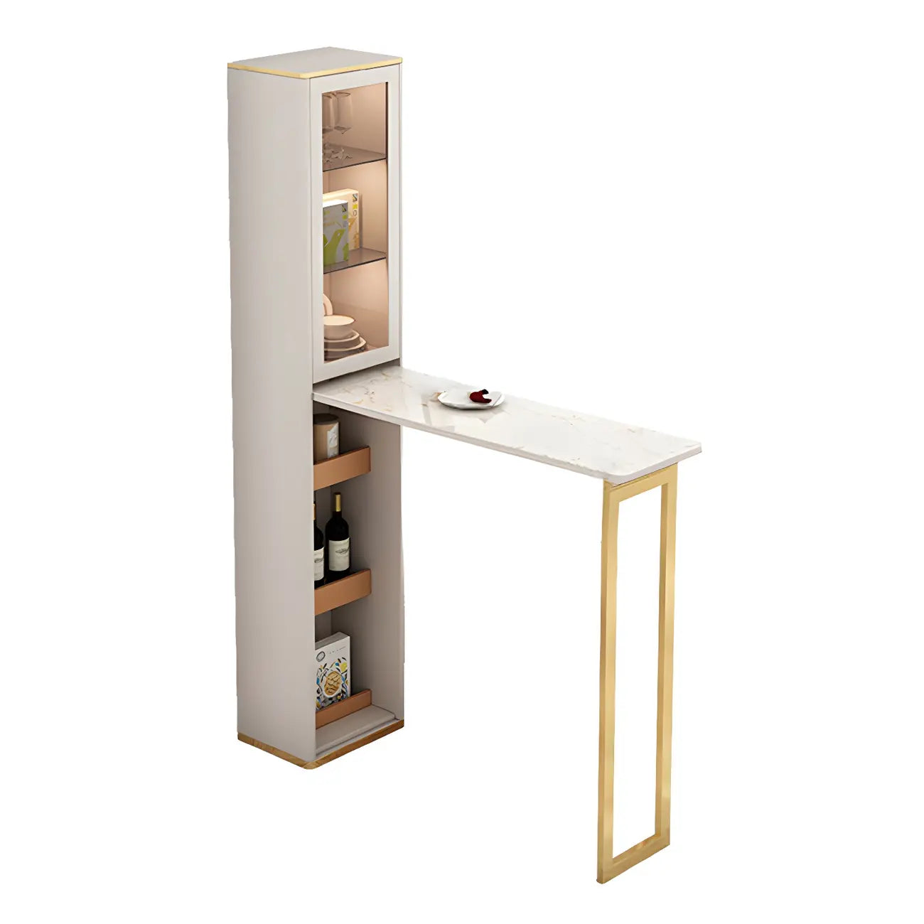 Tables de bar glamour convertibles en pierre et acier inoxydable