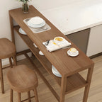 Tables de bar modernes en pin brun avec étagères de rangement