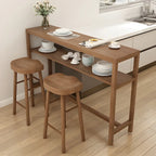 Tables de bar modernes en pin brun avec étagères de rangement