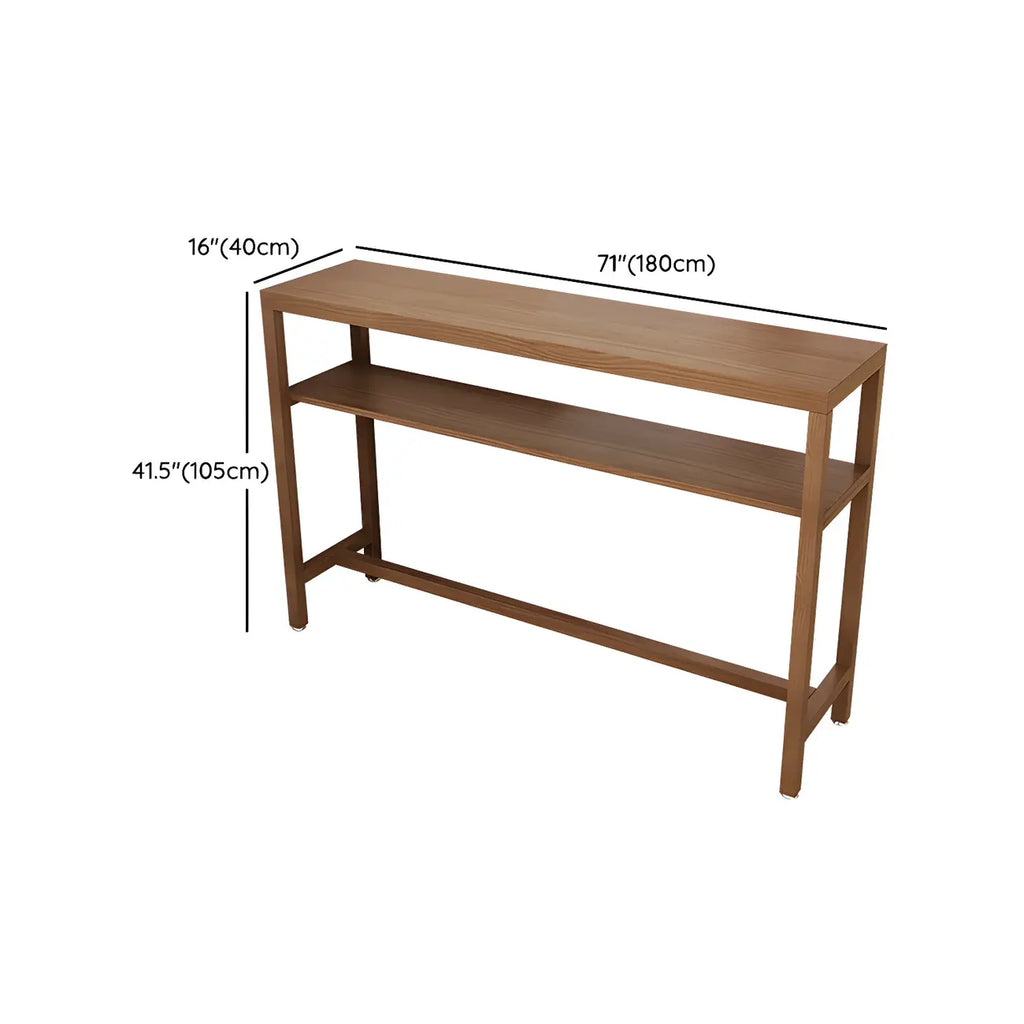 Tables de bar modernes en pin brun avec étagères de rangement