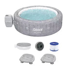 Coleman SaluSpa Sicily AirJet Hot Tub with 180 Soothing Jets with Set of 2 Bestway Underwater Non Slip Pool and Spa Seat with Adjustable Legs, Gray